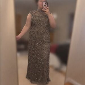 Adrianna Papell mock neck beaded gown